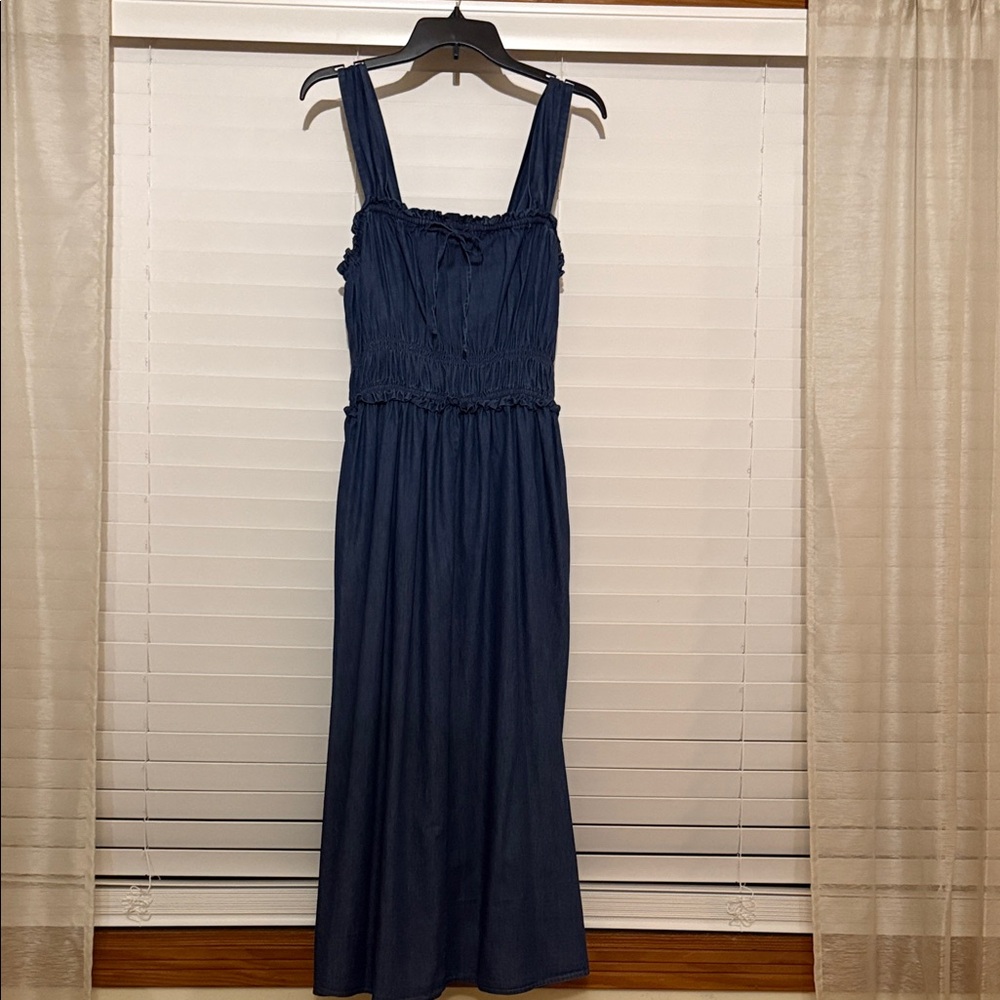 Elegant Blue Soft Denim Sundress
